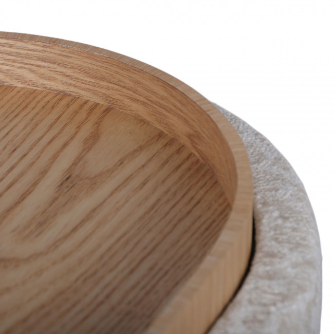 Zoé - Banc ovale imprimé animal avec plateau et rangement L77cm