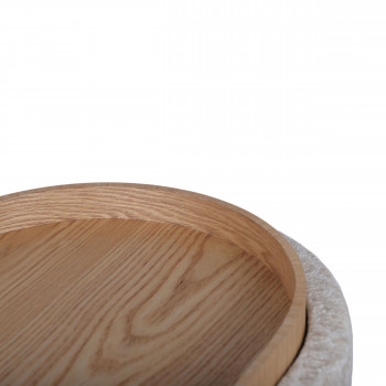 Zoé - Pouf rond imprimé animal avec plateau et rangement ø40cm