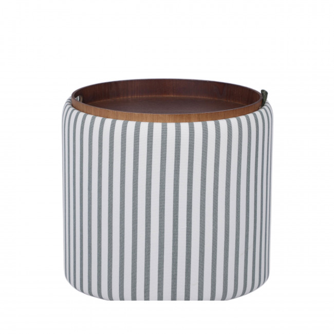 Zoé - Pouf rond en tissu avec plateau et rangement ø40cm