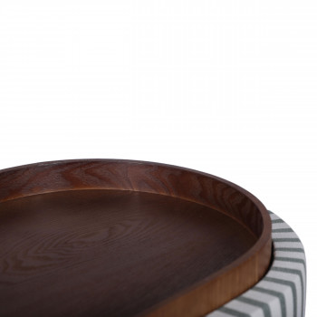 Zoé - Pouf rond en tissu avec plateau et rangement ø40cm