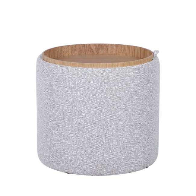 Zoé - Pouf rond en tissu avec plateau et rangement ø40cm