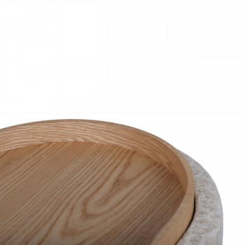 Zoé - Pouf rond en tissu avec plateau et rangement ø40cm