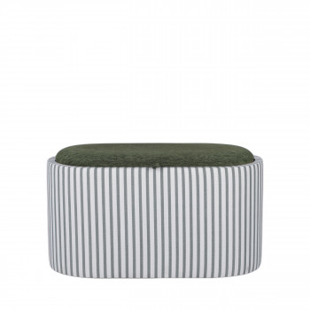 Zoé - Banc ovale en tissu avec plateau et rangement L77cm