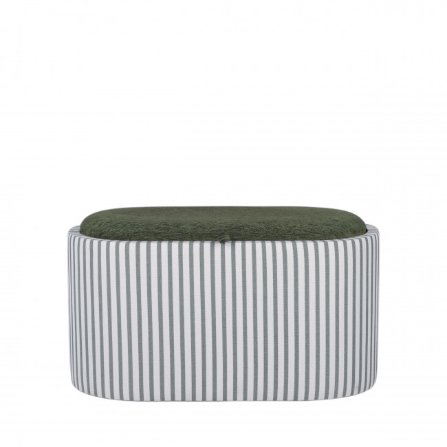 Zoé - Banc ovale en tissu avec plateau et rangement L77cm