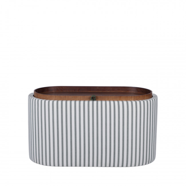 Zoé - Banc ovale en tissu avec plateau et rangement L77cm