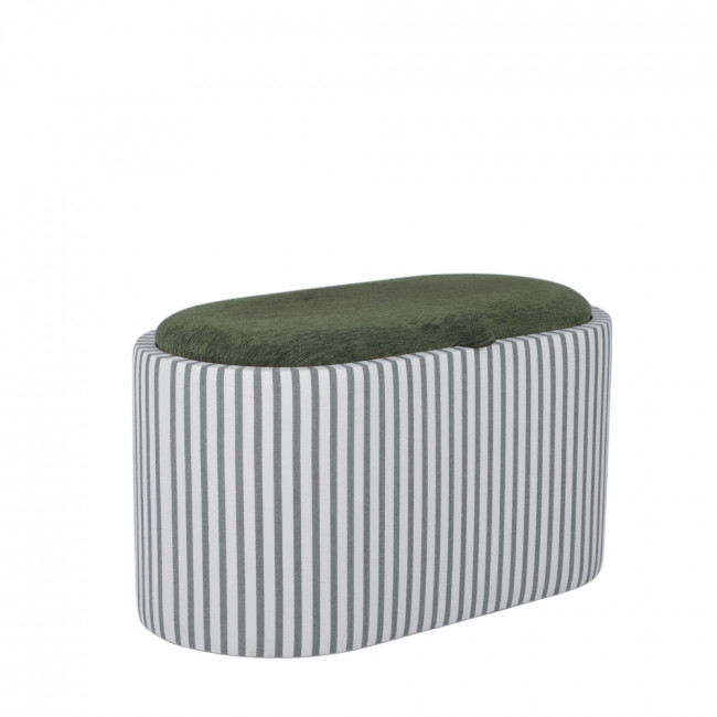 Zoé - Banc ovale en tissu avec plateau et rangement L77cm