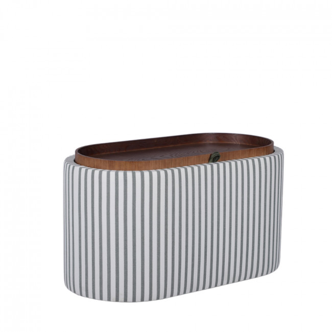 Zoé - Banc ovale en tissu avec plateau et rangement L77cm