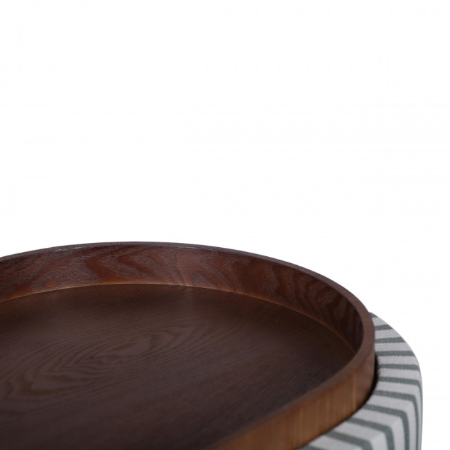 Zoé - Banc ovale en tissu avec plateau et rangement L77cm