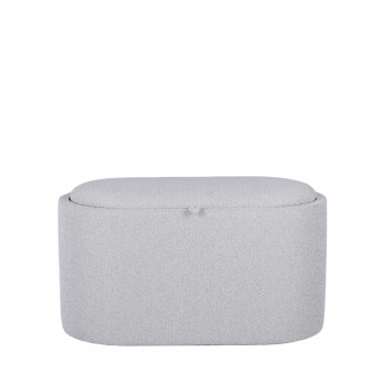 Zoé - Banc ovale en tissu avec plateau et rangement L77cm
