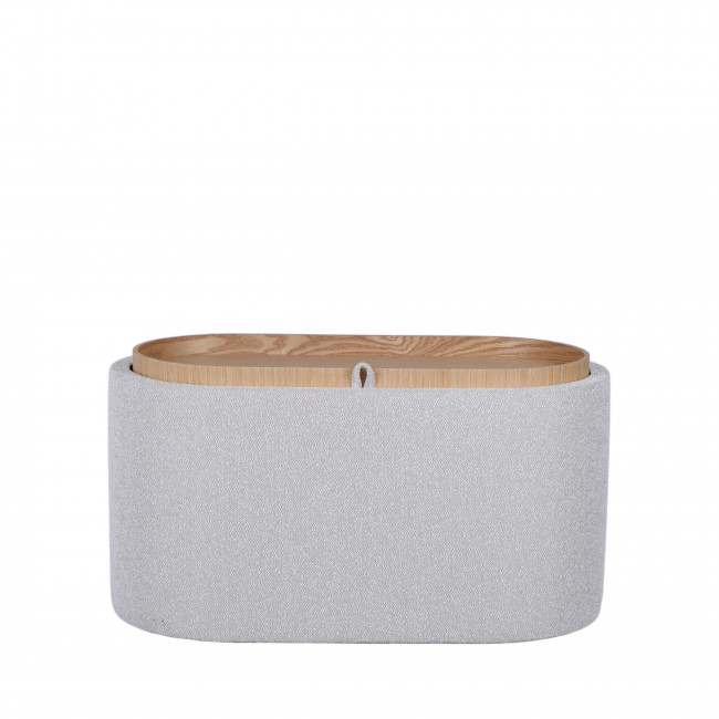 Zoé - Banc ovale en tissu avec plateau et rangement L77cm