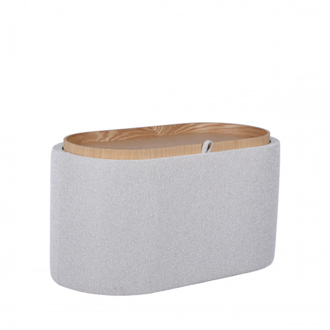 Zoé - Banc ovale en tissu avec plateau et rangement L77cm