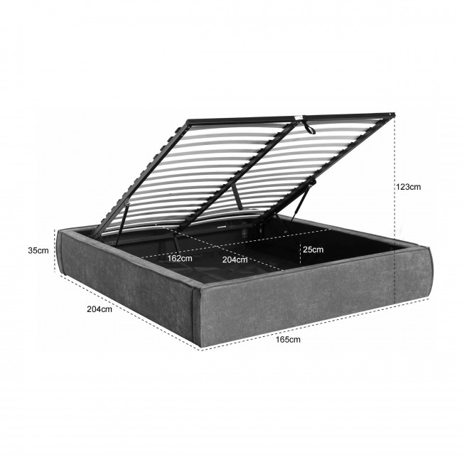 Liberio - Lit coffre en tissu 160x200cm