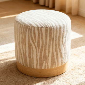 Wild - Pouf rond en tissu imprimé animal ø40cm