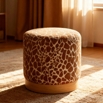 Wild - Pouf rond en tissu imprimé animal ø40cm