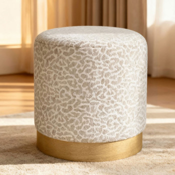 Wild - Pouf rond en tissu imprimé animal ø40cm