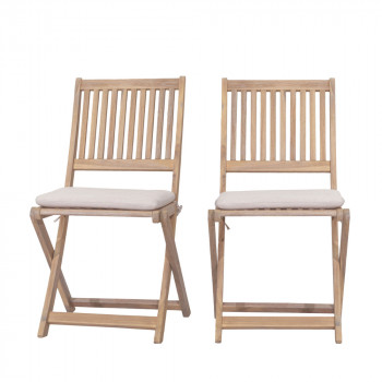 Lina - Lot de 2 chaises pliantes de jardin en bois