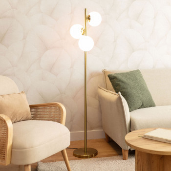 Kano - Lampadaire avec 3 points lumineux en verre H148cm