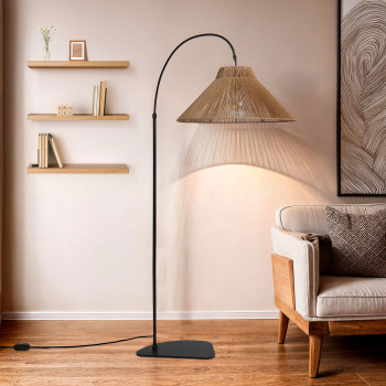 Vano - Lampadaire en métal avec abat-jour en corde H155cm
