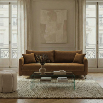 Steffen - Canapé convertible 3 places en tissu et pieds chrome