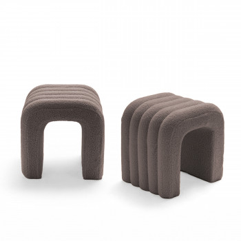 Mui - Lot de 2 tabourets rembourrés en tissu bouclette