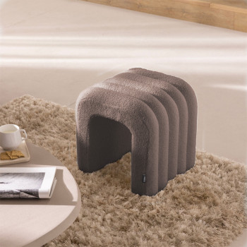 Mui - Lot de 2 tabourets rembourrés en tissu bouclette