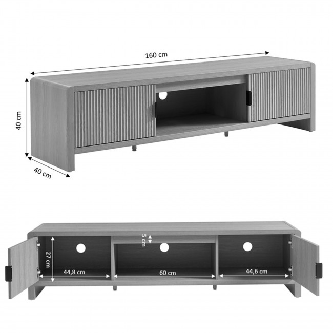 Paula - Meuble TV 2 portes en bois L160cm