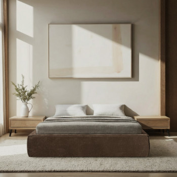 Liberio - Lit coffre en tissu 160x200cm