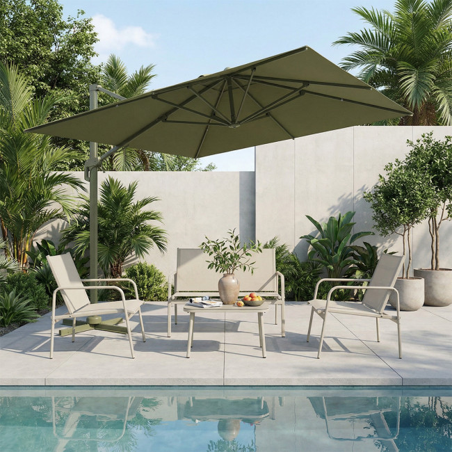 Veya - Parasol carré déporté en aluminium 3x3m	