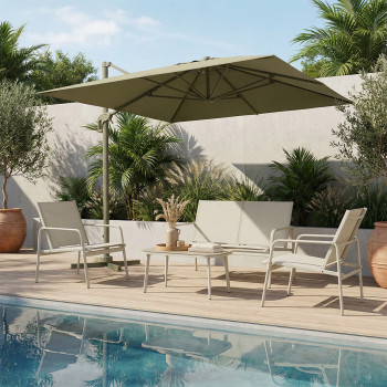 Veya - Parasol carré déporté en aluminium 3x3m	