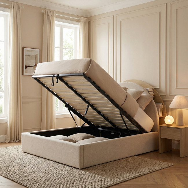 Brie - Lit coffre en tissu avec rangements intégrés 140x190cm