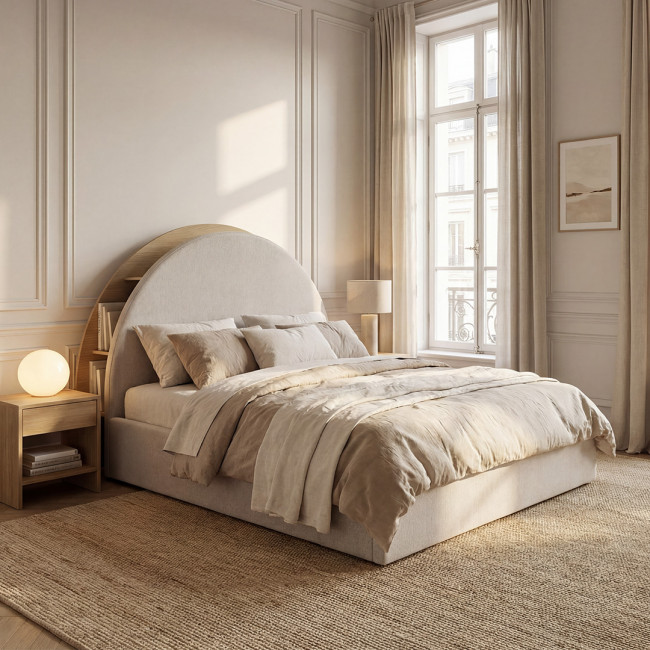 Brie - Lit coffre en tissu avec rangements intégrés 140x190cm