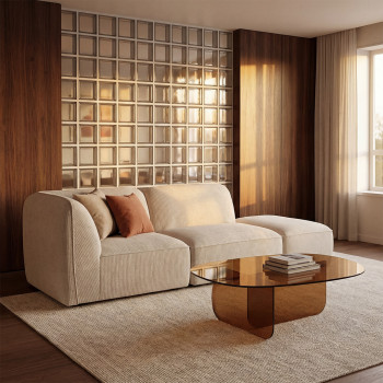 Tila - Table basse organique en verre L100cm