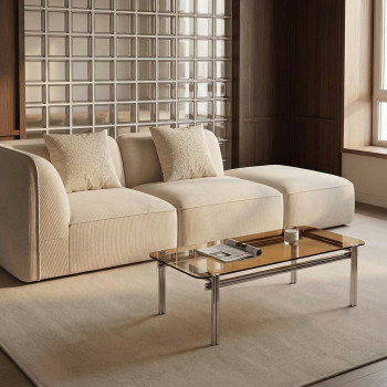 Barlow - Table basse en verre pieds chrome