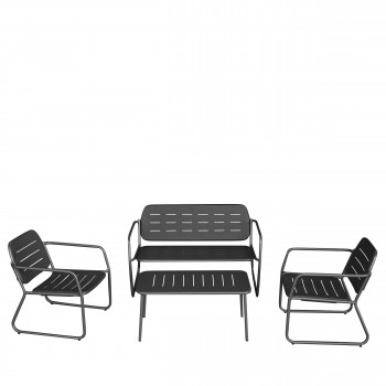 Zaro - Salon de jardin 4 places en métal