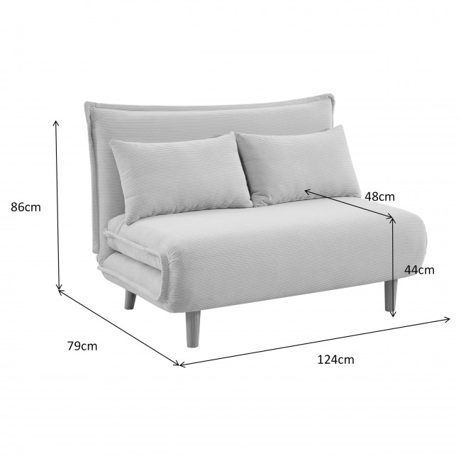 Nella - Canapé convertible 2 places en velours côtelé