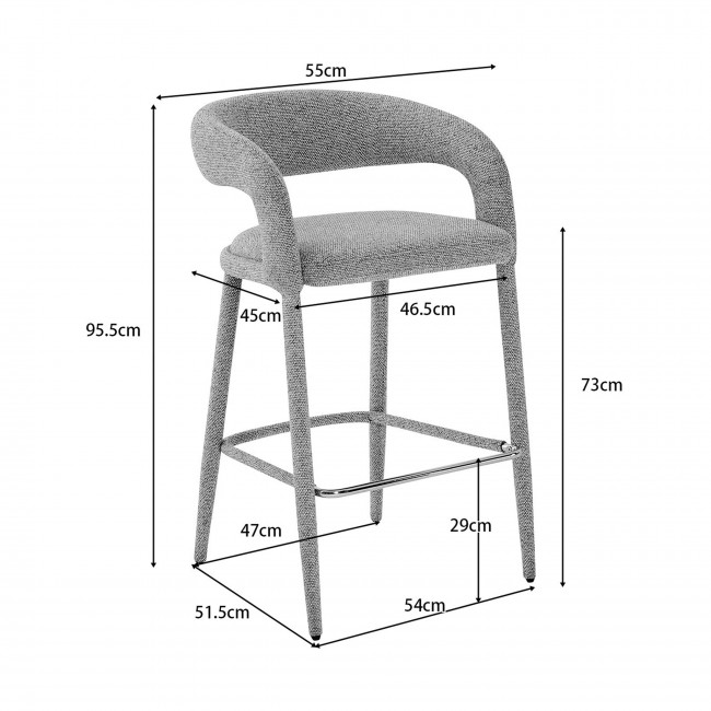 Romy - Lot de 2 chaises de bar en tissu H75cm