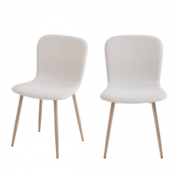 Gaston - Lot de 2 chaises en tissu piètement effet bois