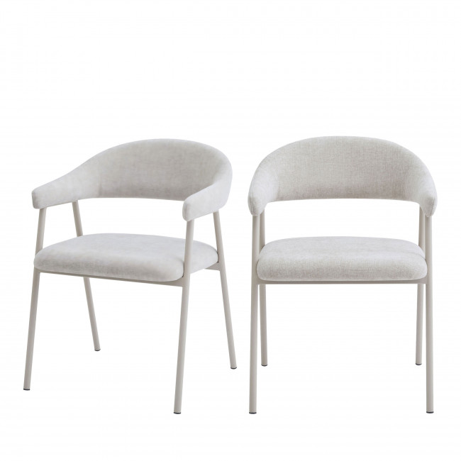 Leon - Lot de 2 fauteuils de table en tissu et métal