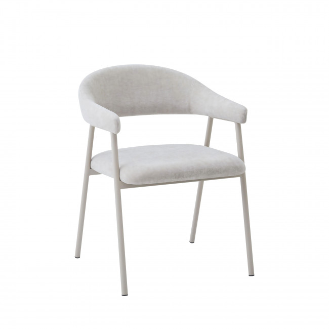 Leon - Lot de 2 fauteuils de table en tissu et métal