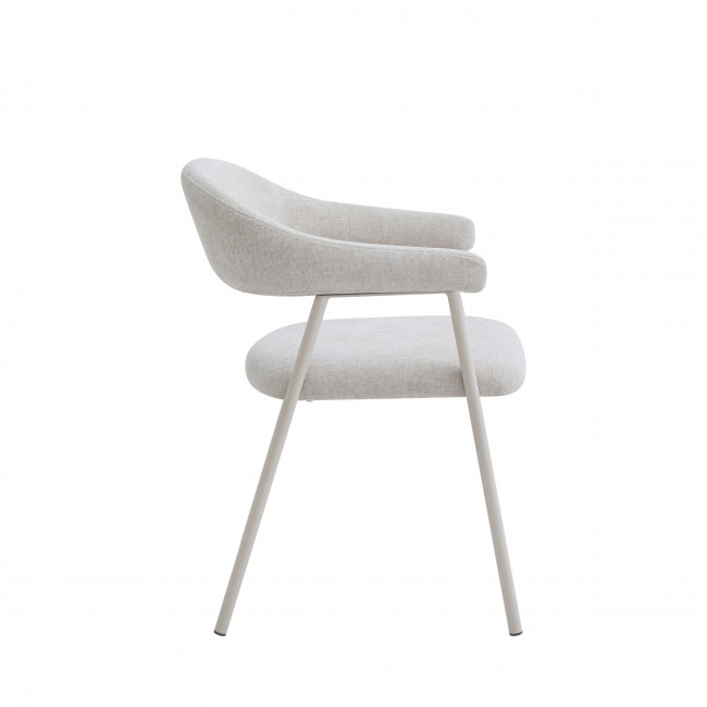 Leon - Lot de 2 fauteuils de table en tissu et métal