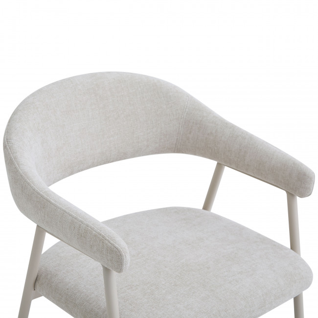 Leon - Lot de 2 fauteuils de table en tissu et métal