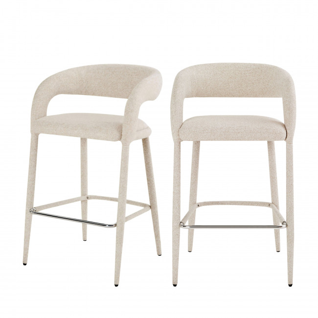 Romy - Lot de 2 chaises de bar en tissu H75cm