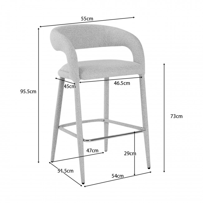 Romy - Lot de 2 chaises de bar en tissu H75cm
