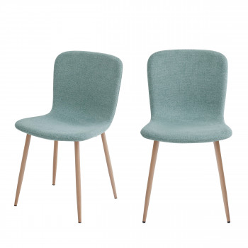 Gaston - Lot de 2 chaises en tissu piètement effet bois