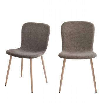Gaston - Lot de 2 chaises en tissu piètement effet bois