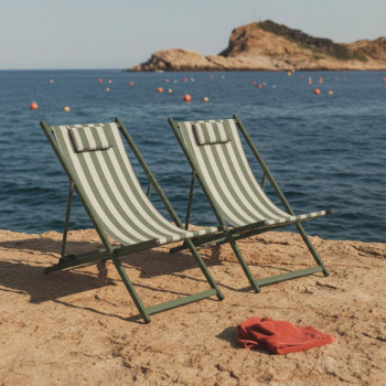 Brisa - Lot de 2 chiliennes à rayures et aluminium