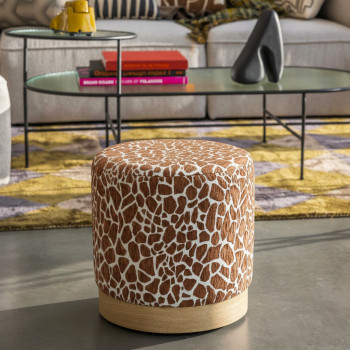 Wild - Pouf rond en tissu imprimé animal ø40cm
