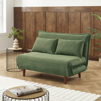 Nella - Canapé convertible 2 places en velours côtelé