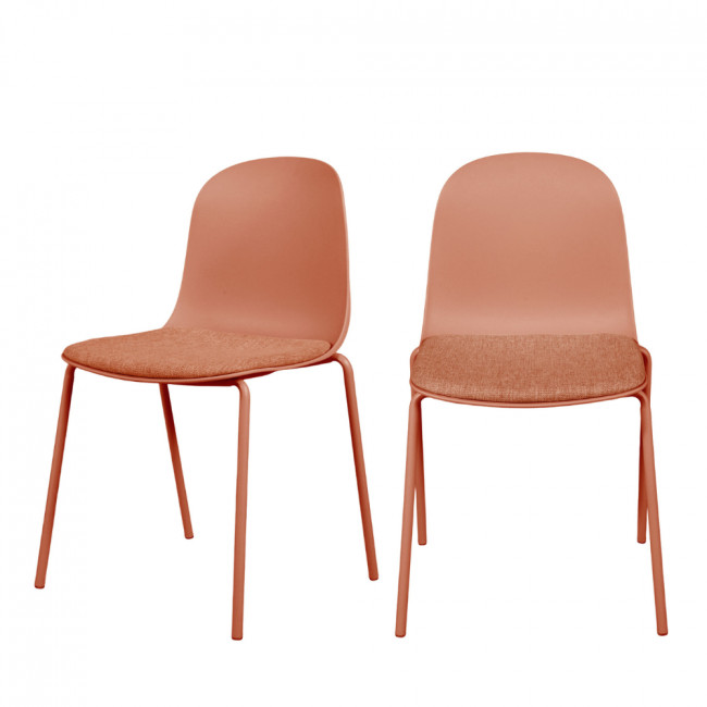 Linda - Lot de 2 chaises en tissu et métal pieds terracotta