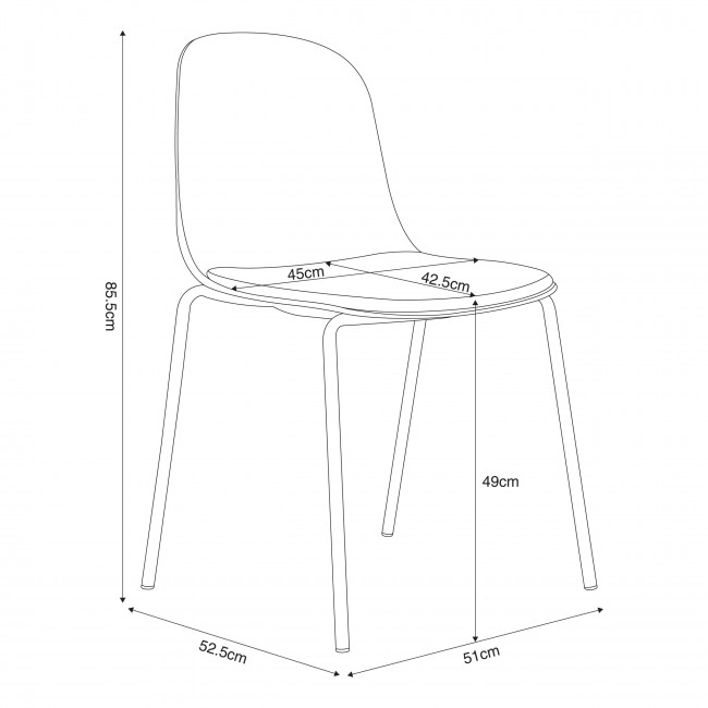 Linda - Lot de 2 chaises en tissu et métal pieds terracotta